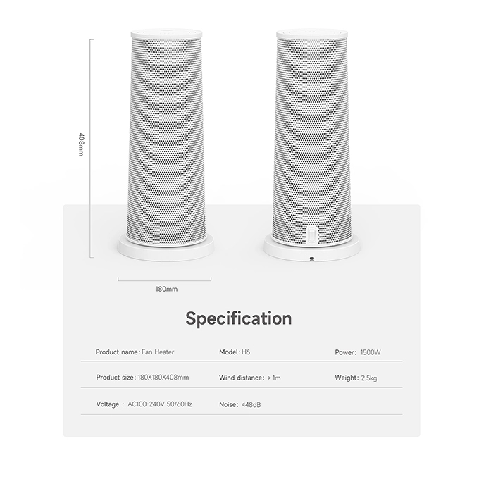 Specifications of Heater H6